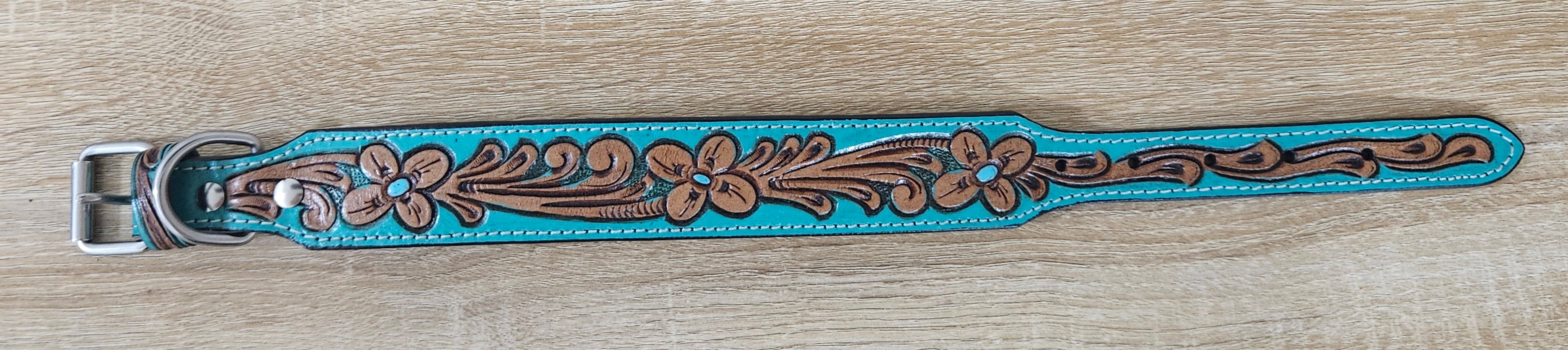 Teal Daisy Dog Collar