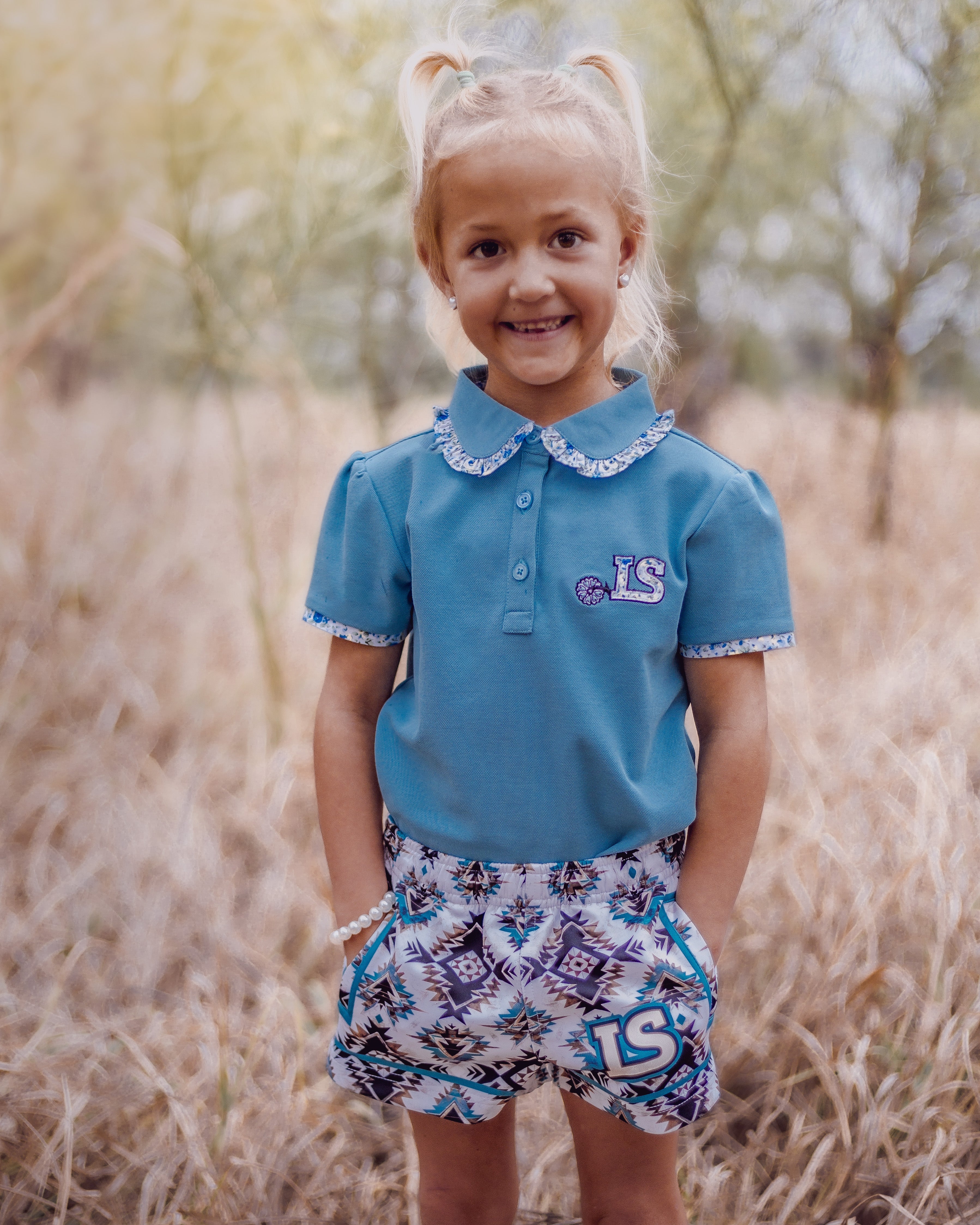 Teal Aztec Shorts