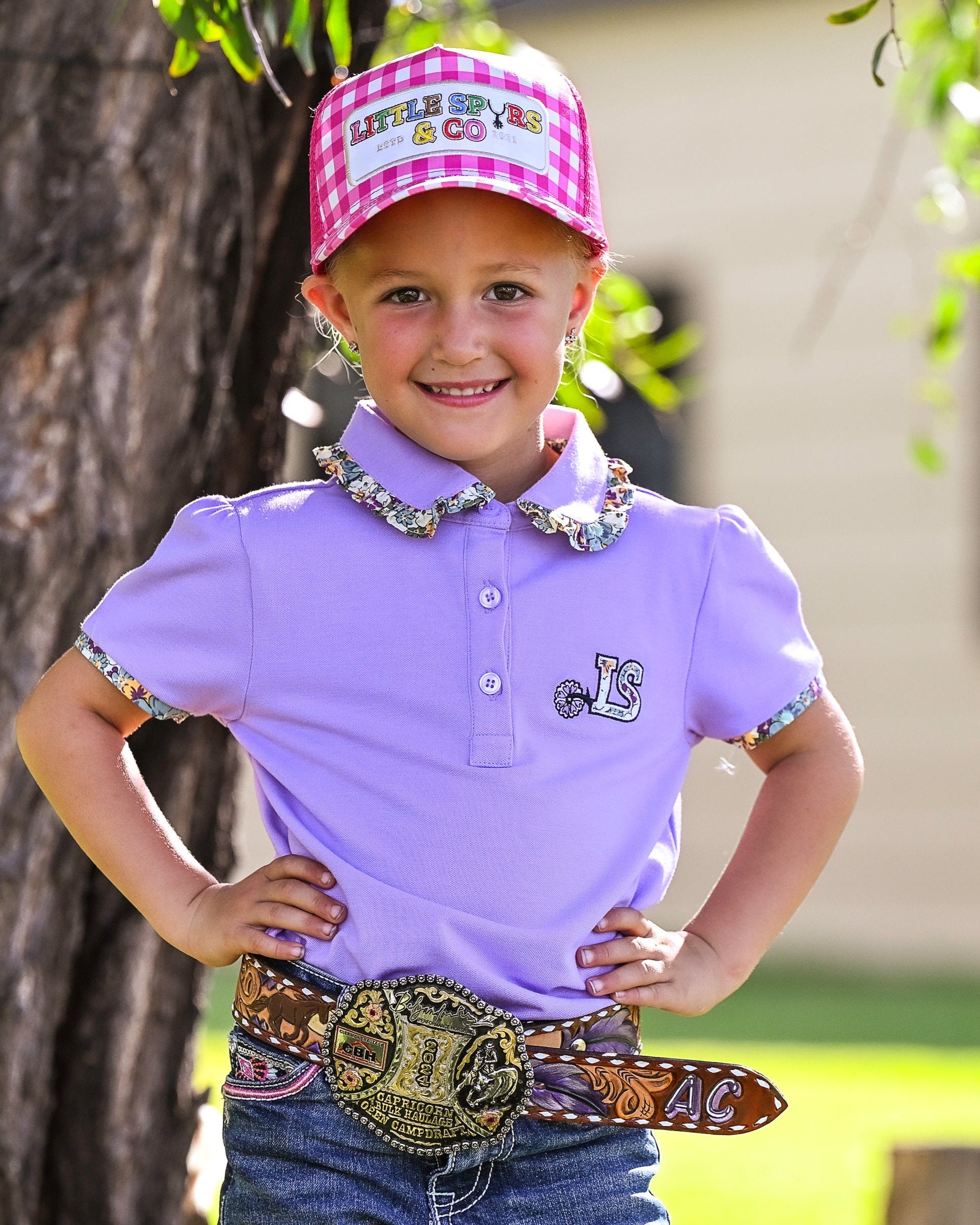 Little Spurs & Co - Pink Gingham Cap