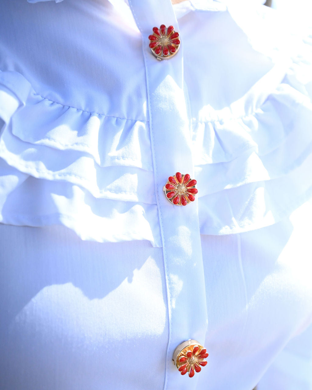 Sweetheart Button Covers - Red Flower