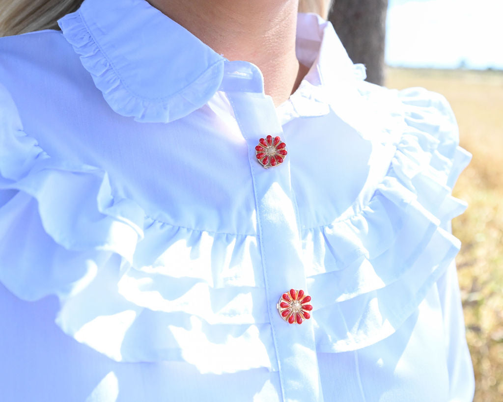 Sweetheart Button Covers - Red Flower