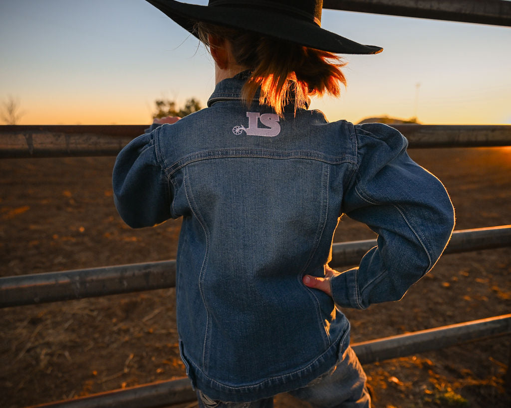 Little Spurs & Co Puff Sleeve Denim Jacket