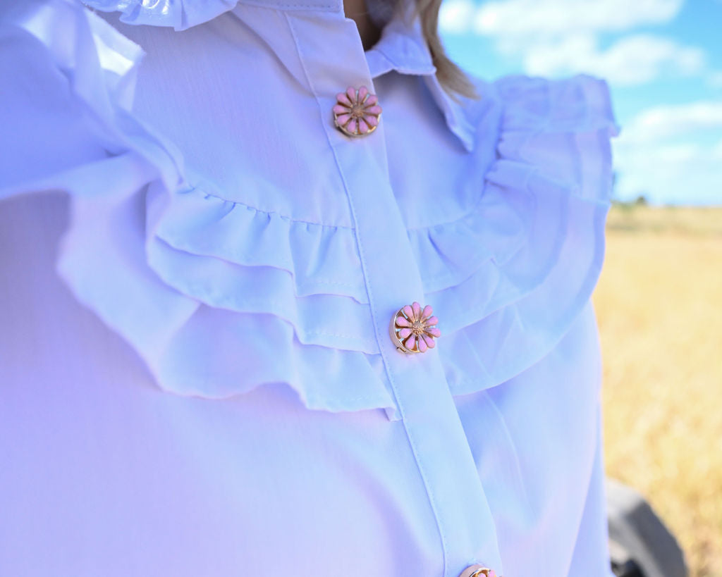Sweetheart Button Covers - Pink Flower