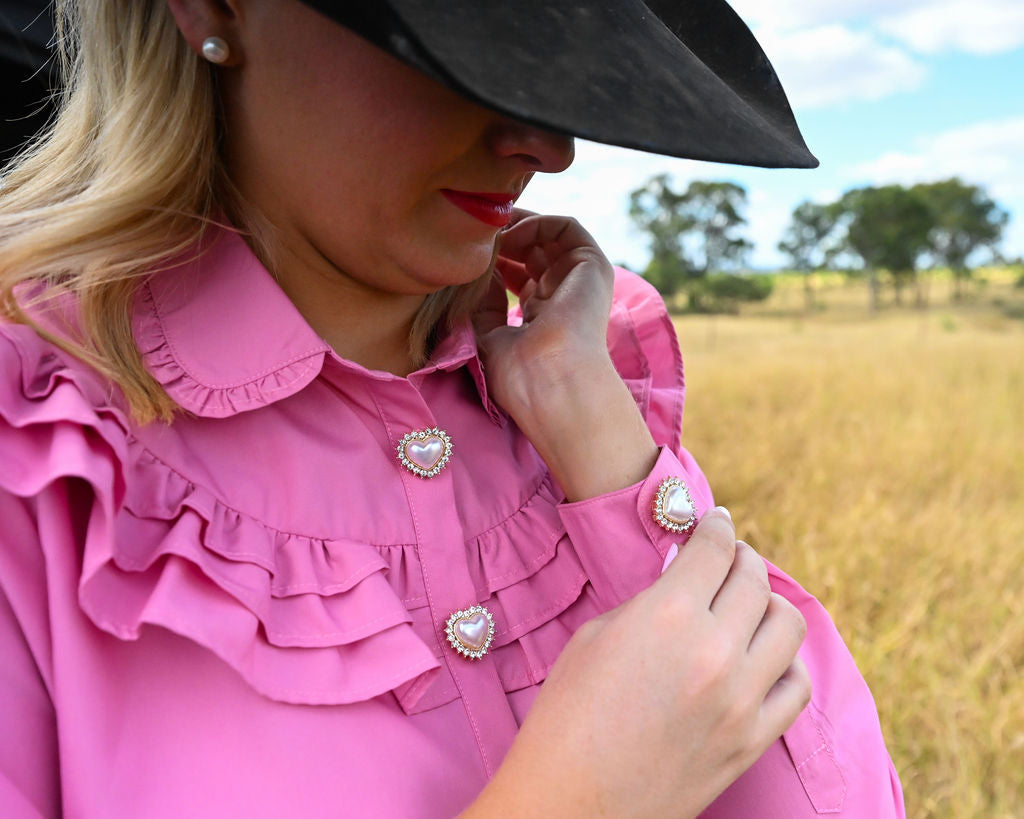 Sweetheart Button Covers - Pearl Heart