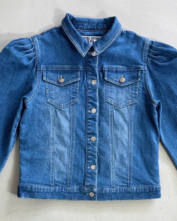 Little Spurs & Co Puff Sleeve Denim Jacket