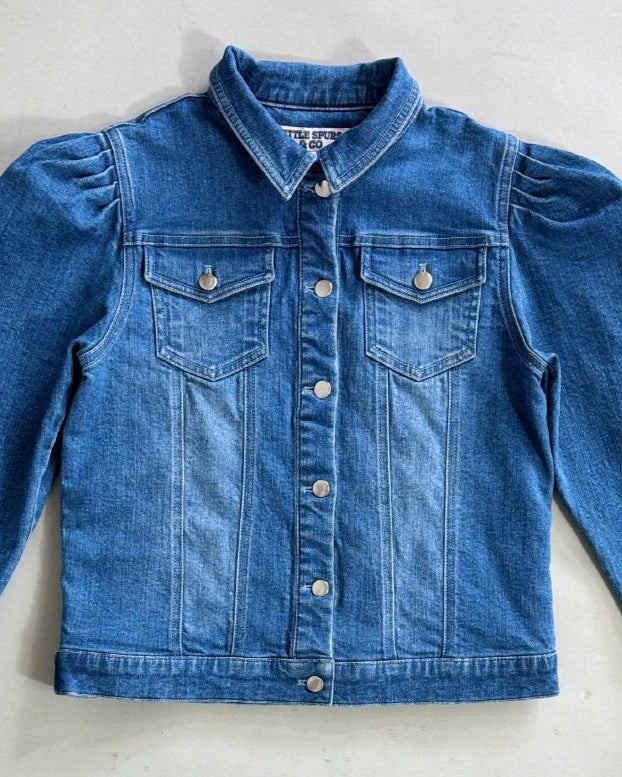 Little Spurs & Co Puff Sleeve Teen Denim Jacket