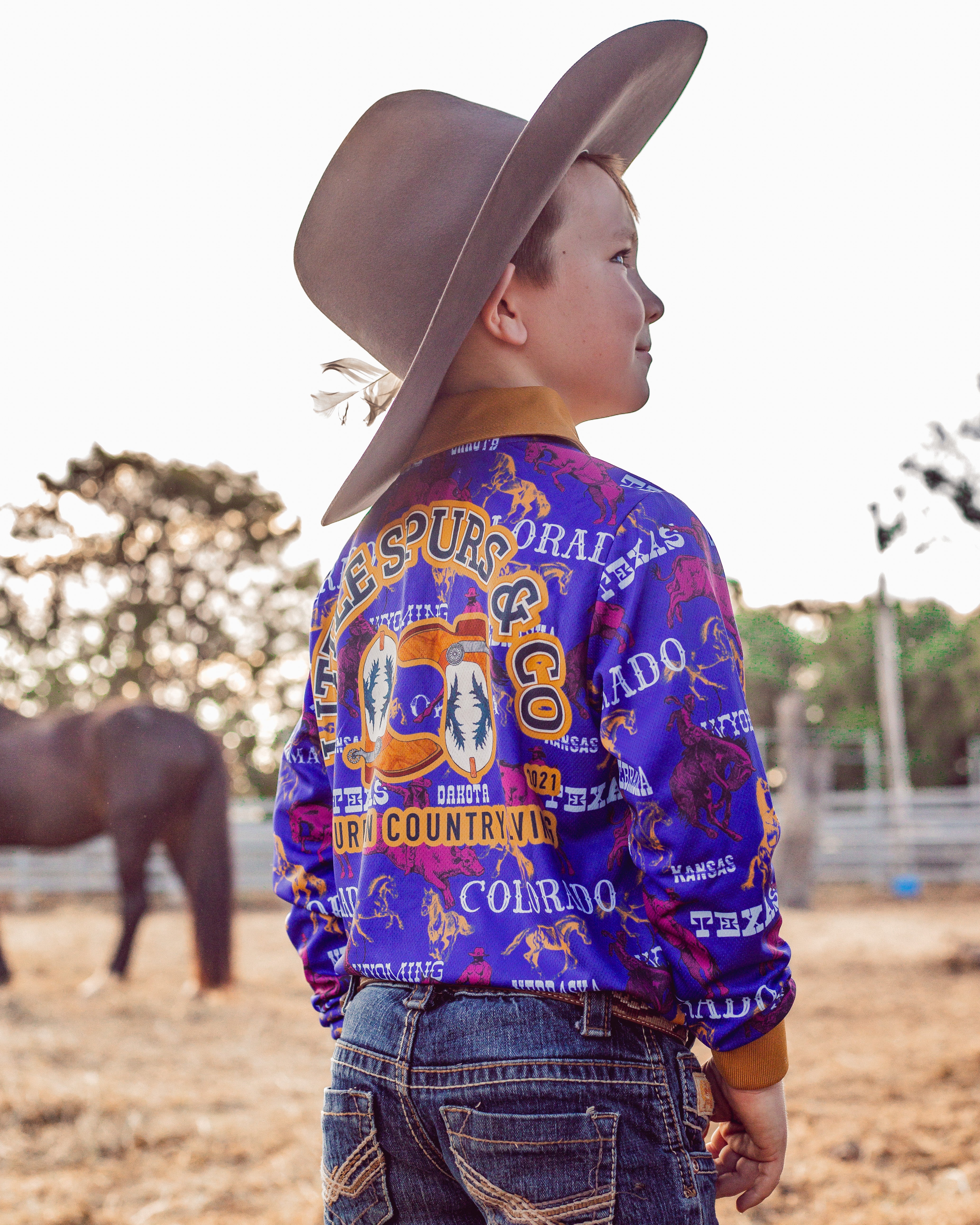 Royal Blue Rodeo Teen Sun Protection Shirt