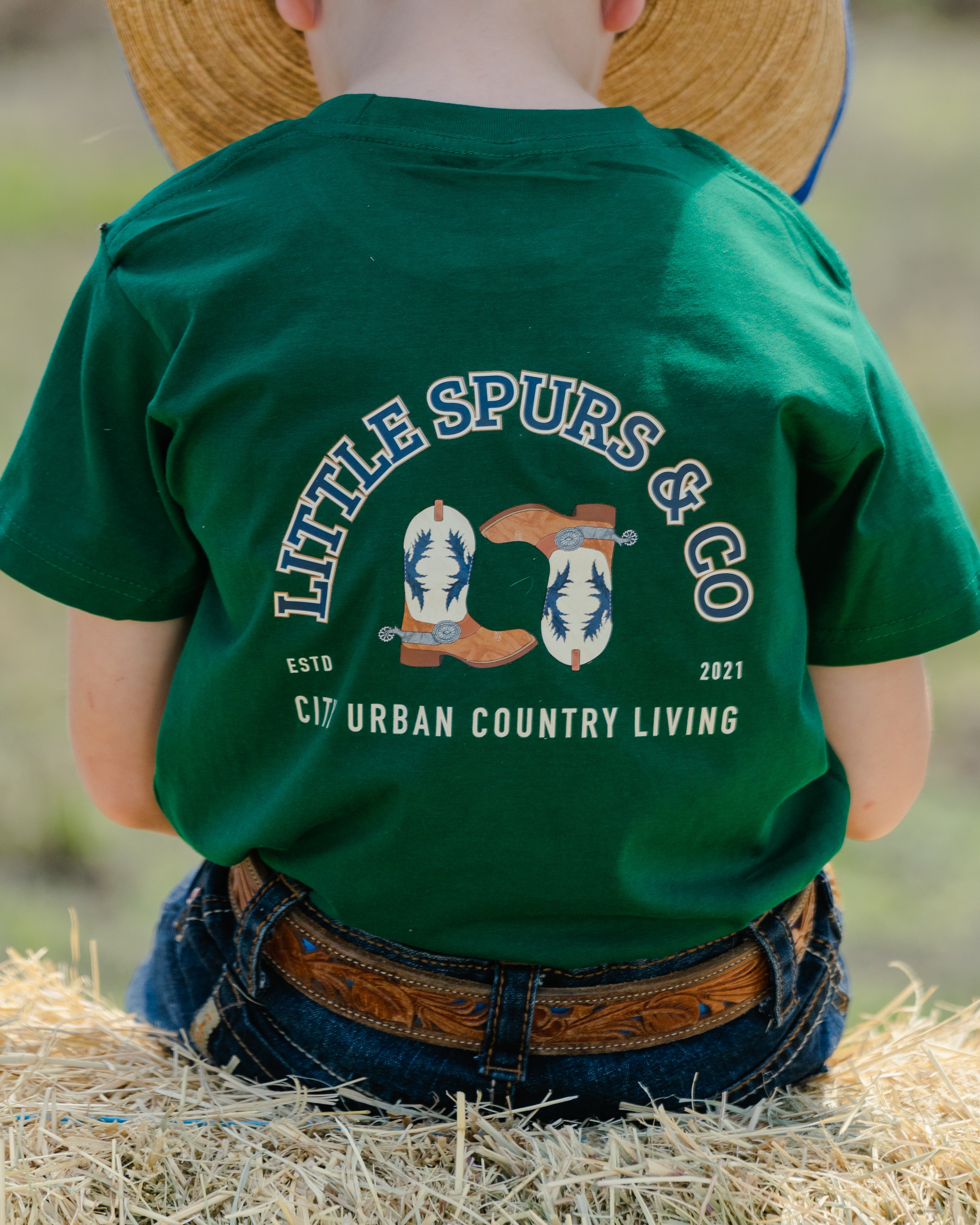 Little Spurs & Co Kids T-Shirt - Bottle Green