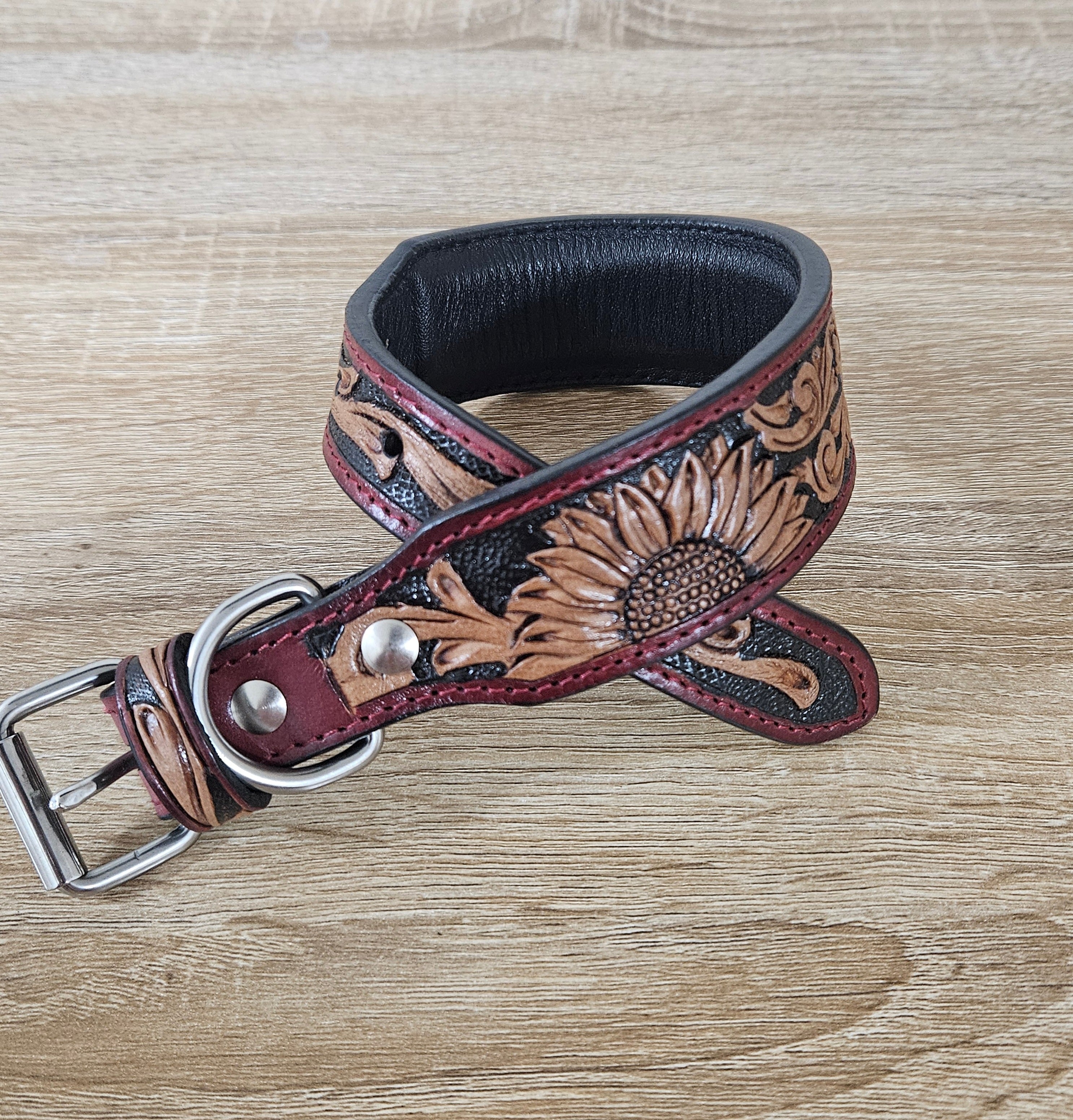 Double Sunflower Dog Collar