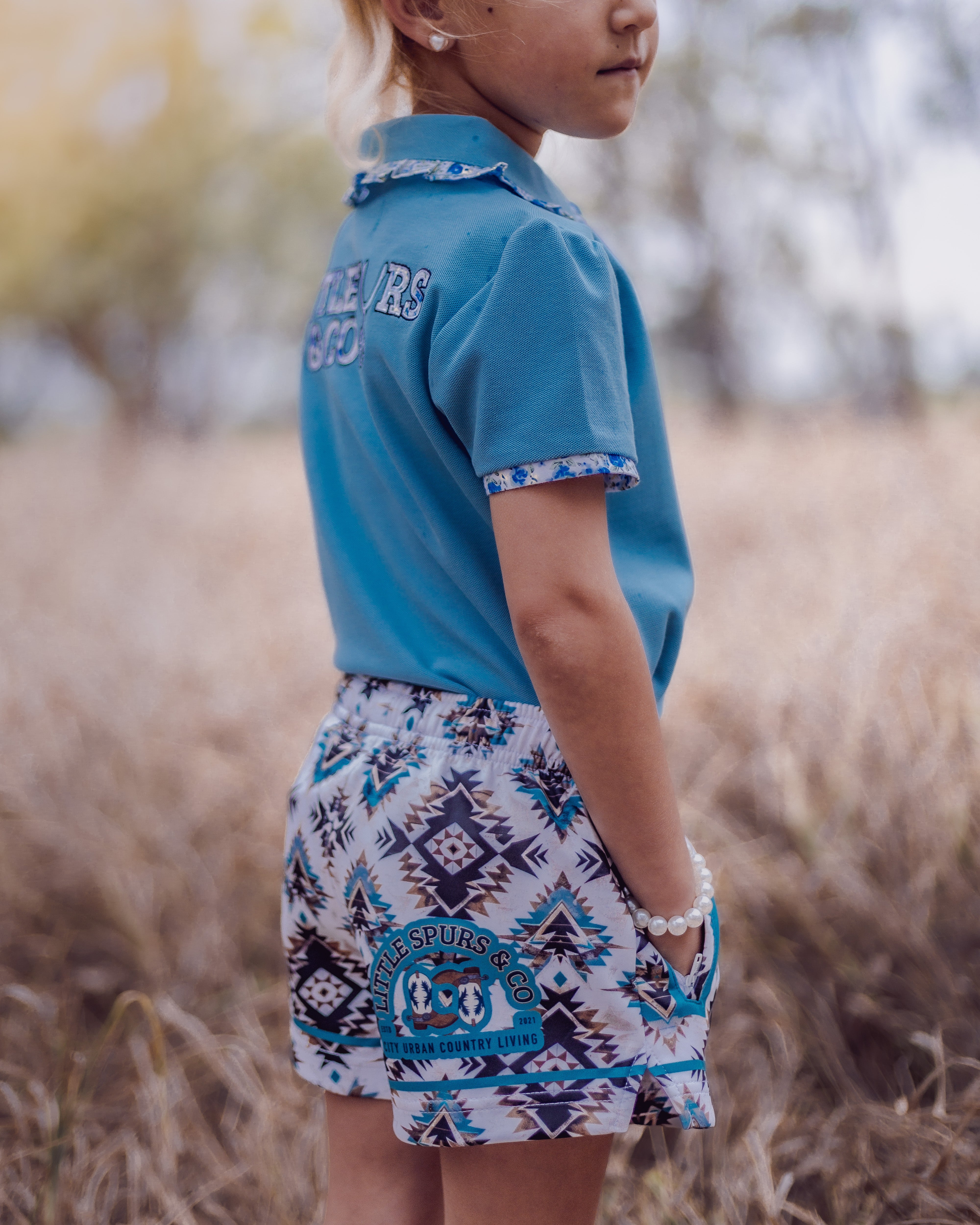 Teal Aztec Shorts