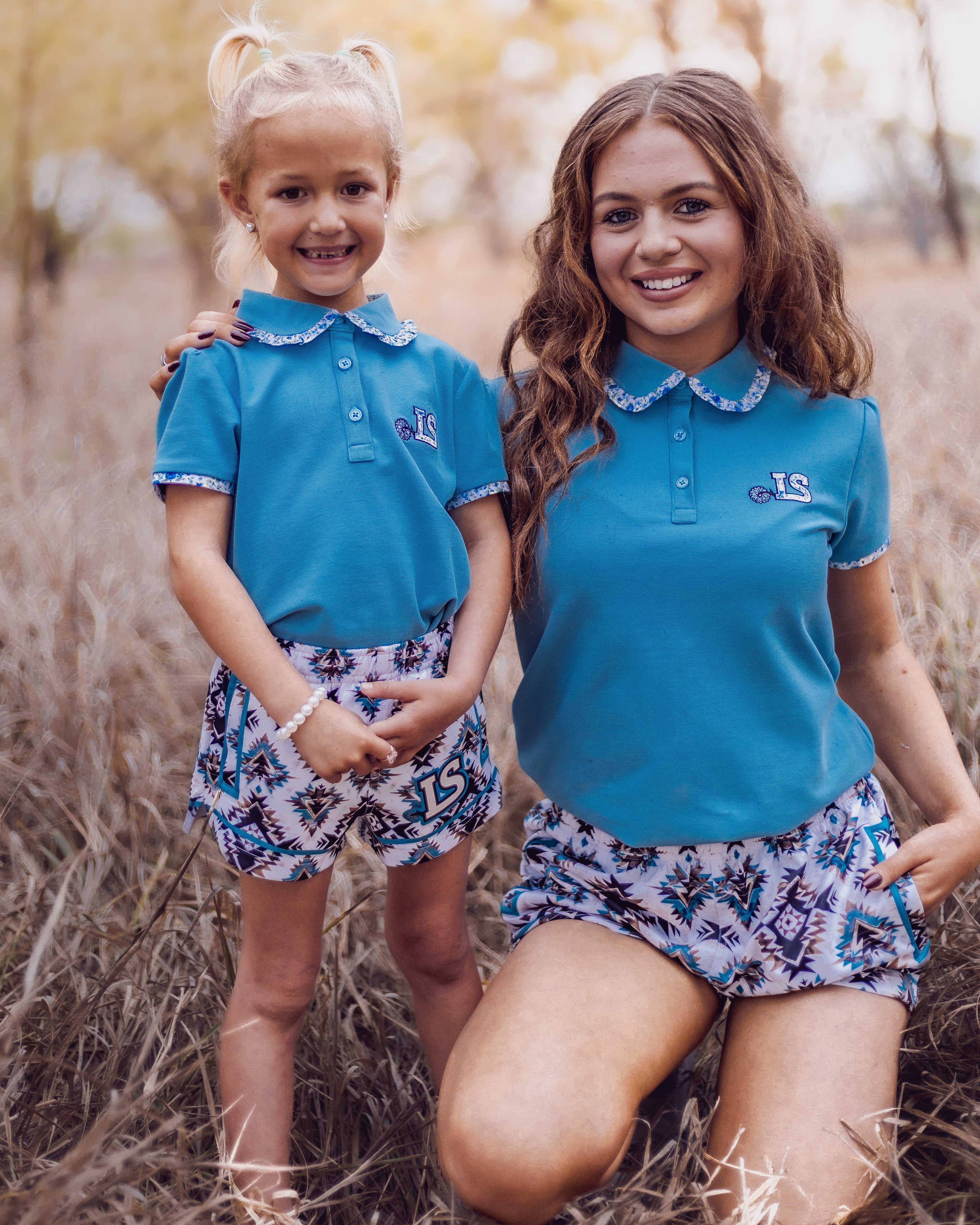Teal Aztec Teen Shorts