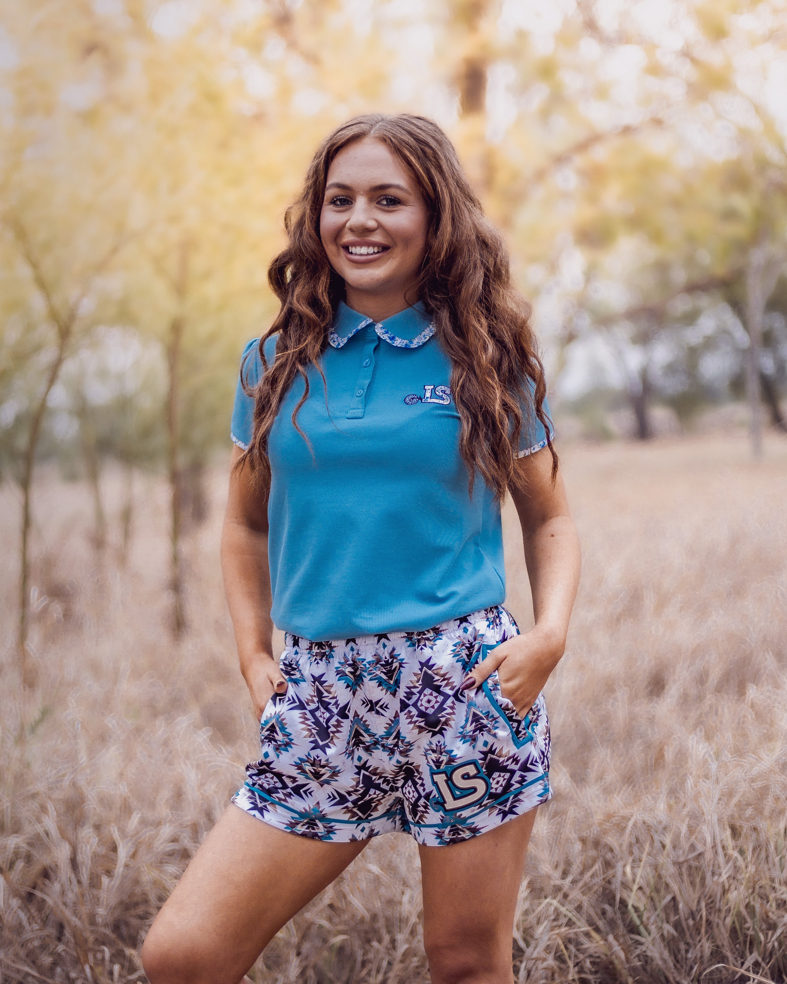 Teal Aztec Teen Shorts
