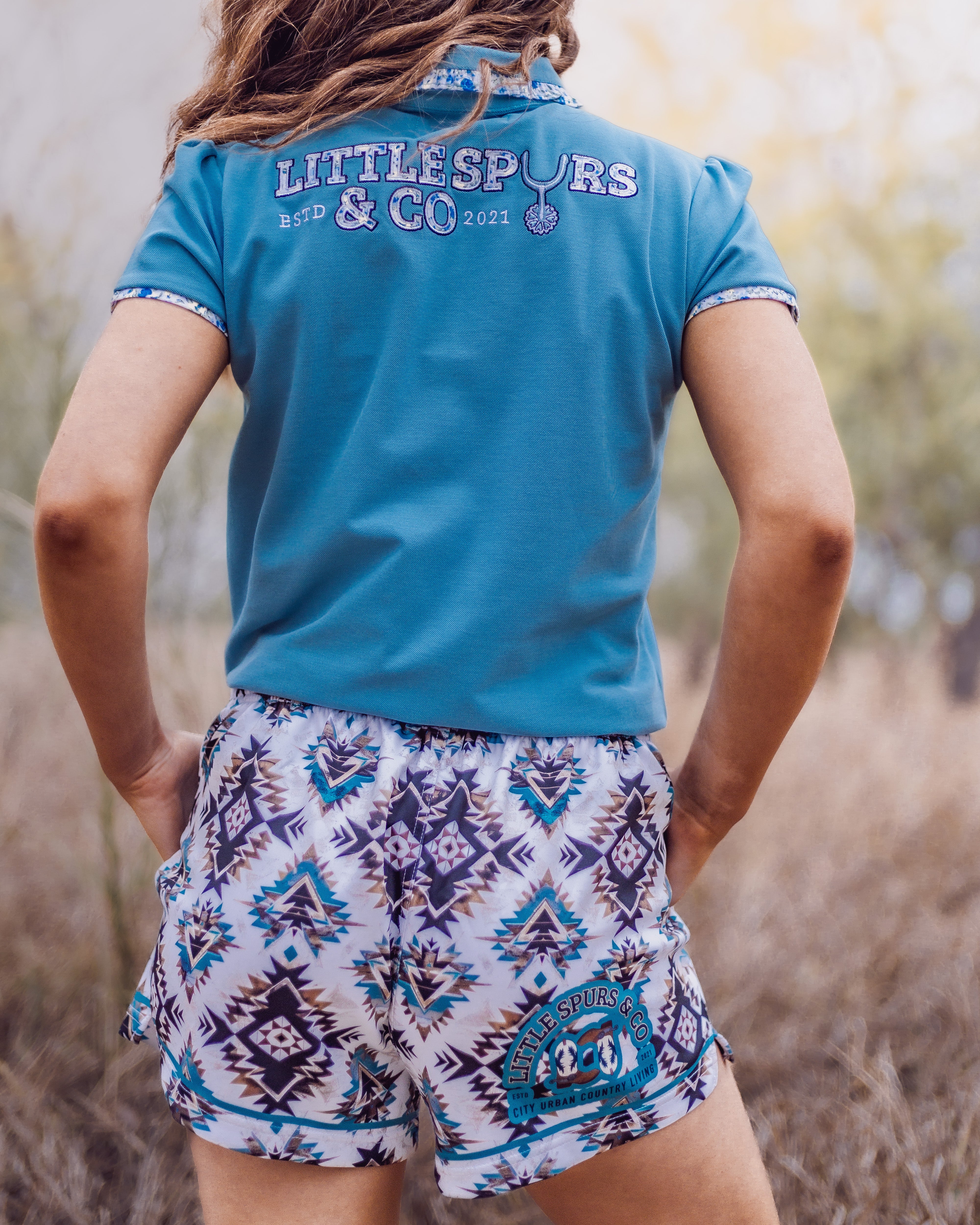 Teal Aztec Teen Shorts