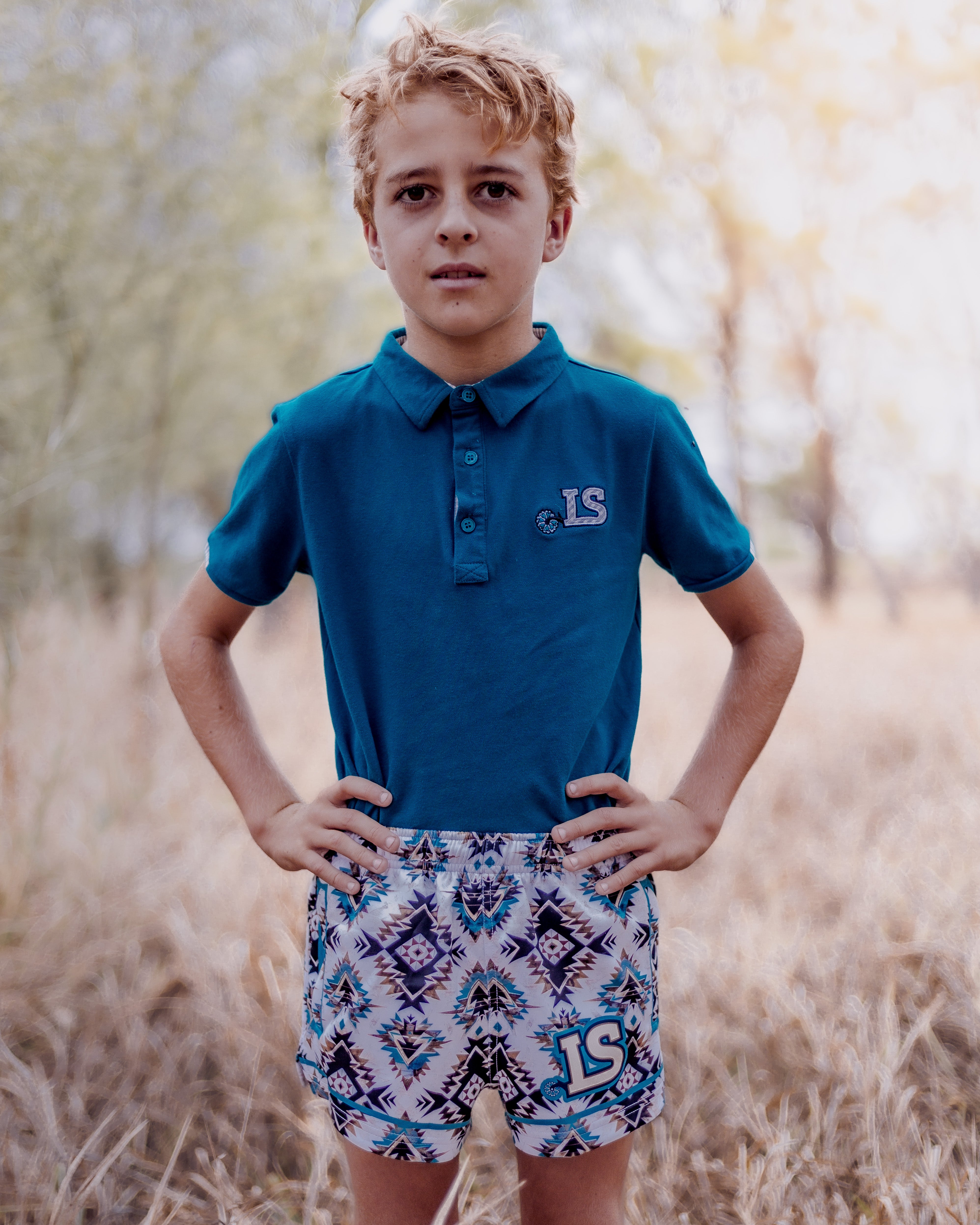 Teal Aztec Teen Shorts