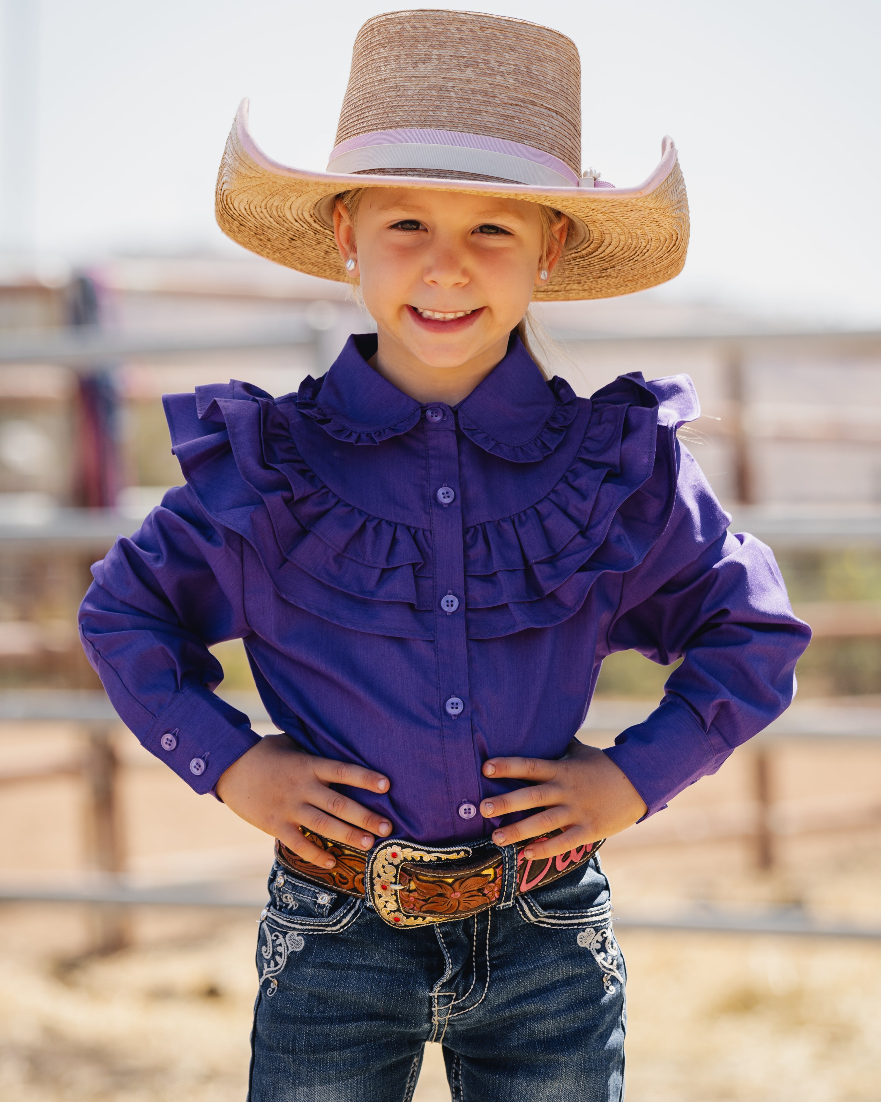 Girls Ruffle Detail Dress Shirt | Little Spurs & Co – Littlespursandco
