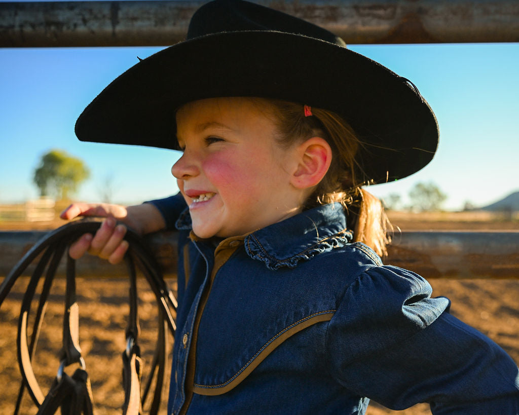 Western Girls Denim Dress Shirt