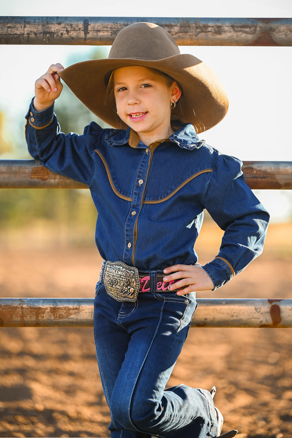 Western Girls Denim Dress Shirt