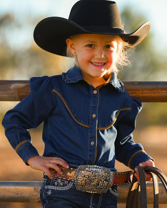 Western Girls Denim Dress Shirt