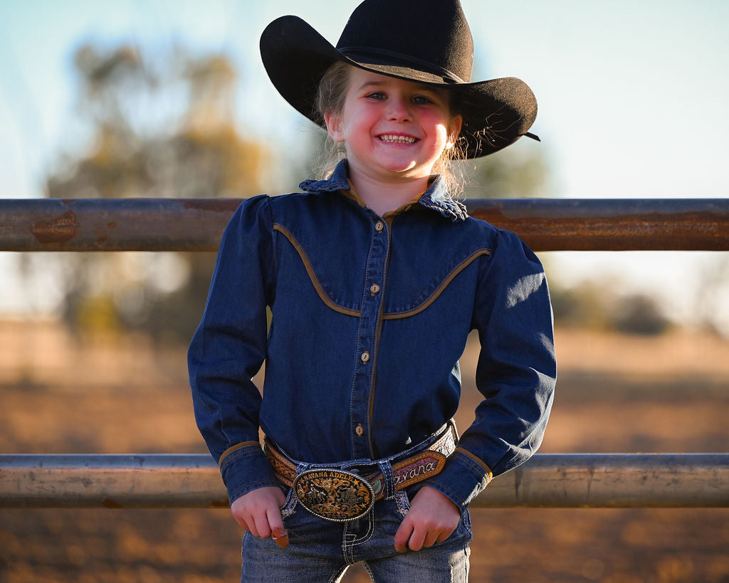 Western Girls Denim Dress Shirt