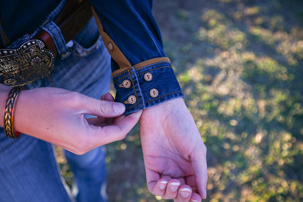 Western Girls Denim Dress Shirt