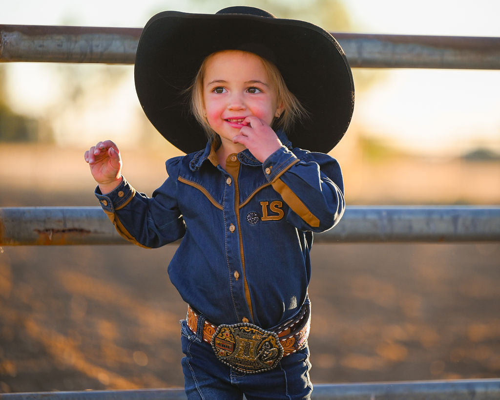 Western Girls Long Sleeve Romper