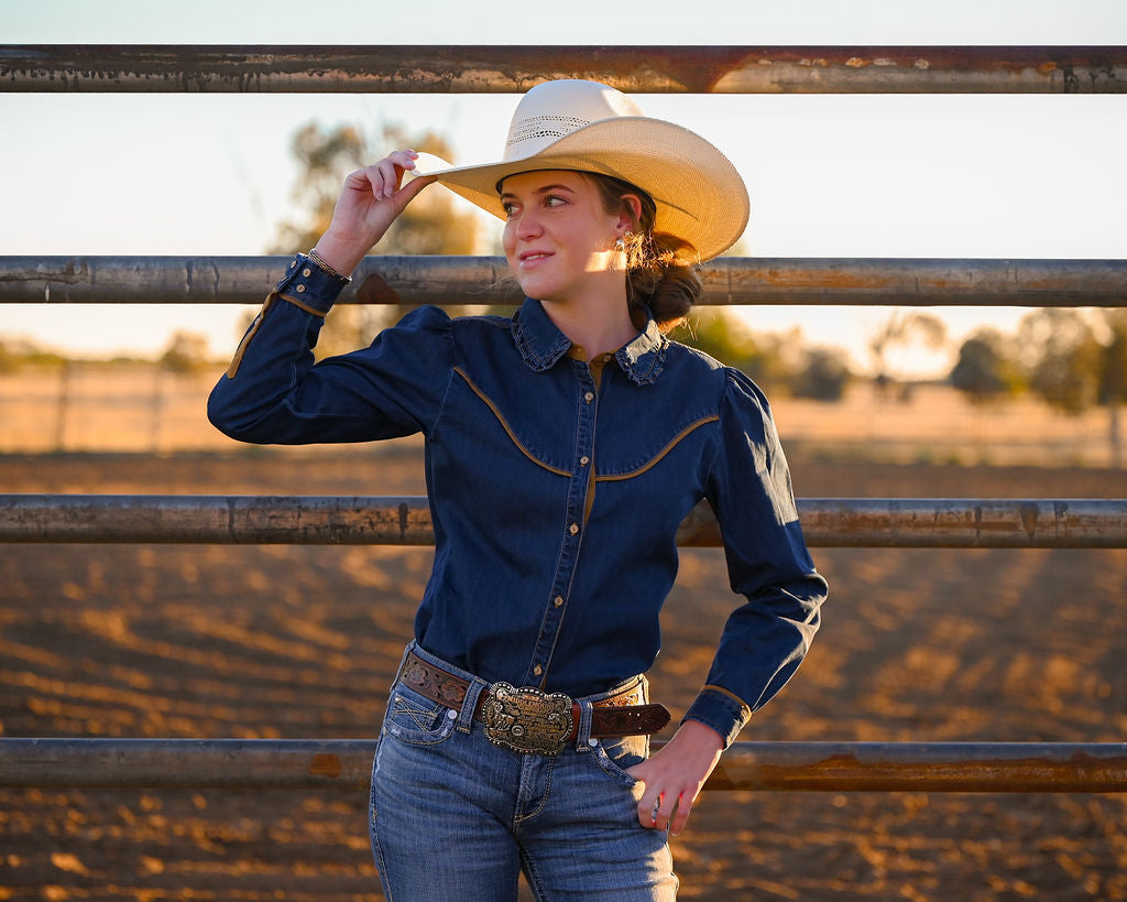 Western Girls Teen Denim Dress Shirt