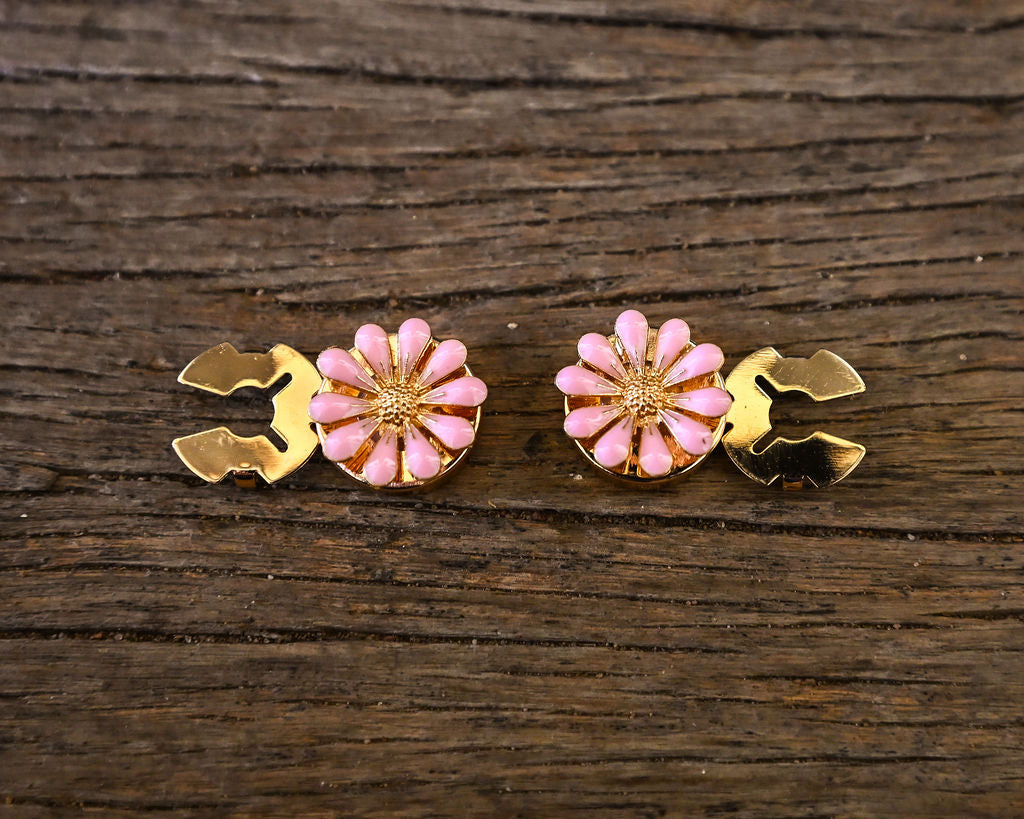 Sweetheart Button Covers - Pink Flower