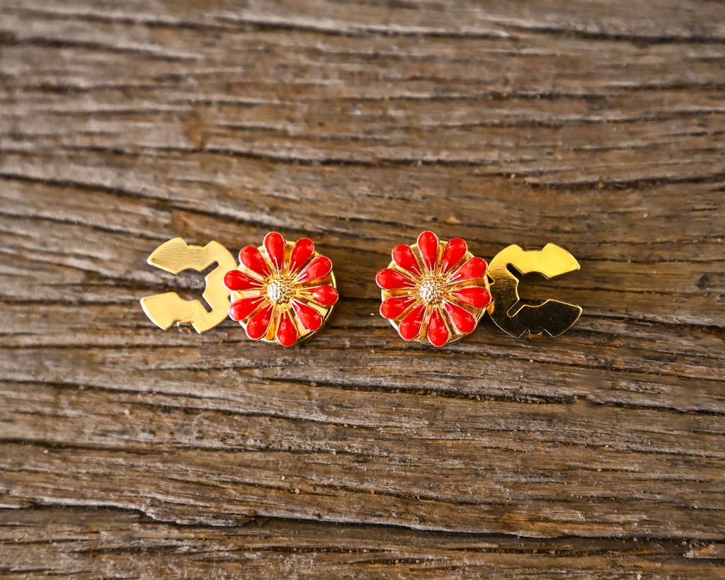 Sweetheart Button Covers - Red Flower