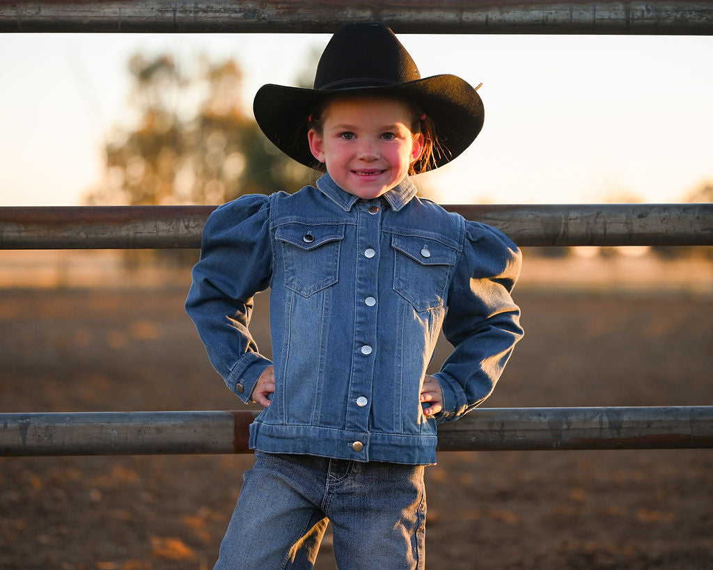Little Spurs & Co Puff Sleeve Denim Jacket