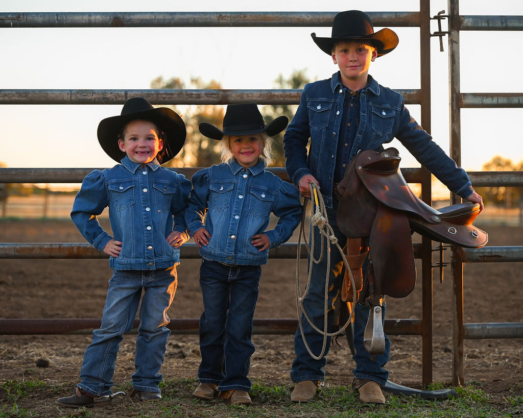 Little Spurs & Co Puff Sleeve Teen Denim Jacket