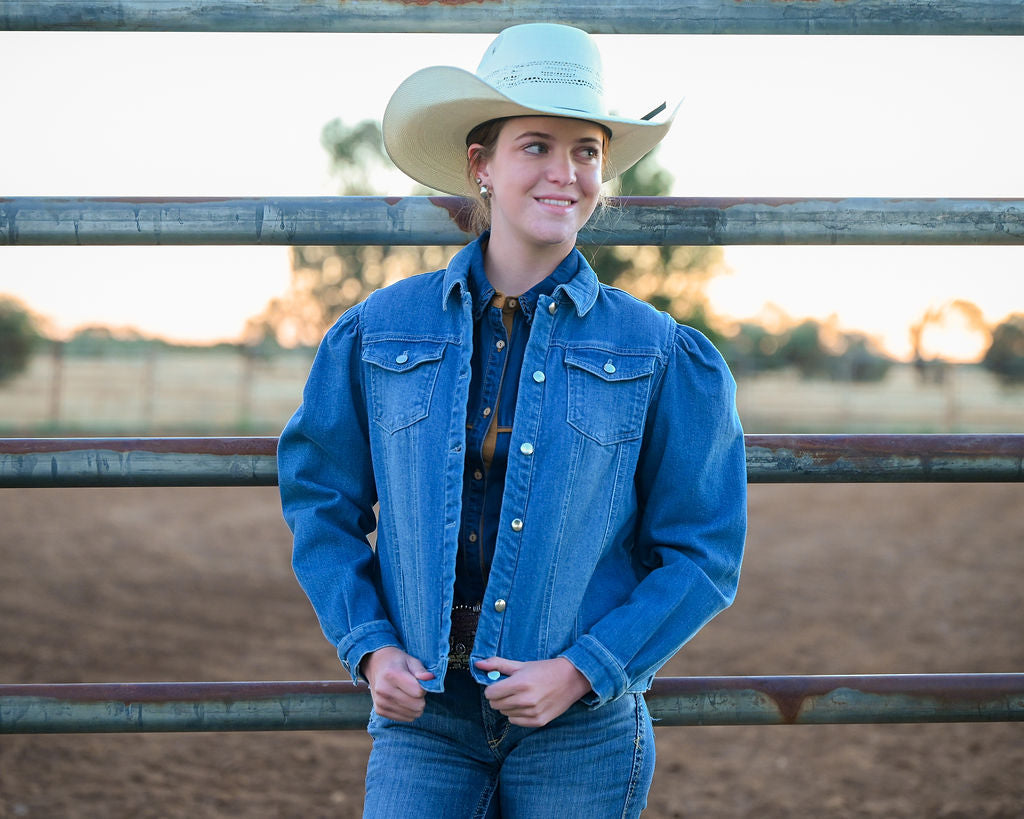 Little Spurs & Co Puff Sleeve Denim Jacket