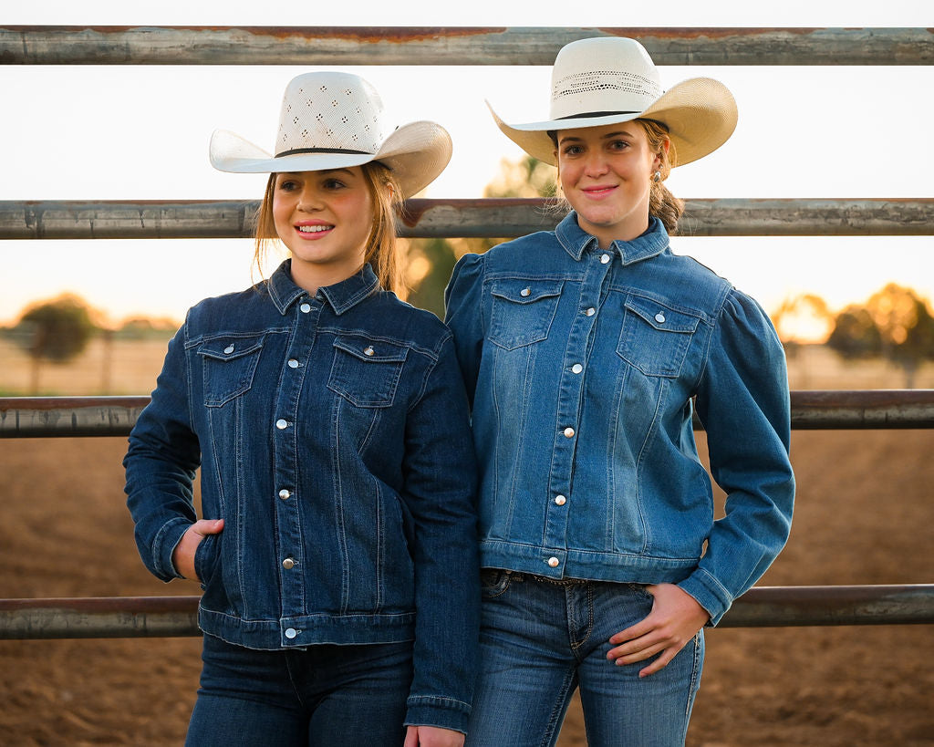 Little Spurs & Co Puff Sleeve Teen Denim Jacket