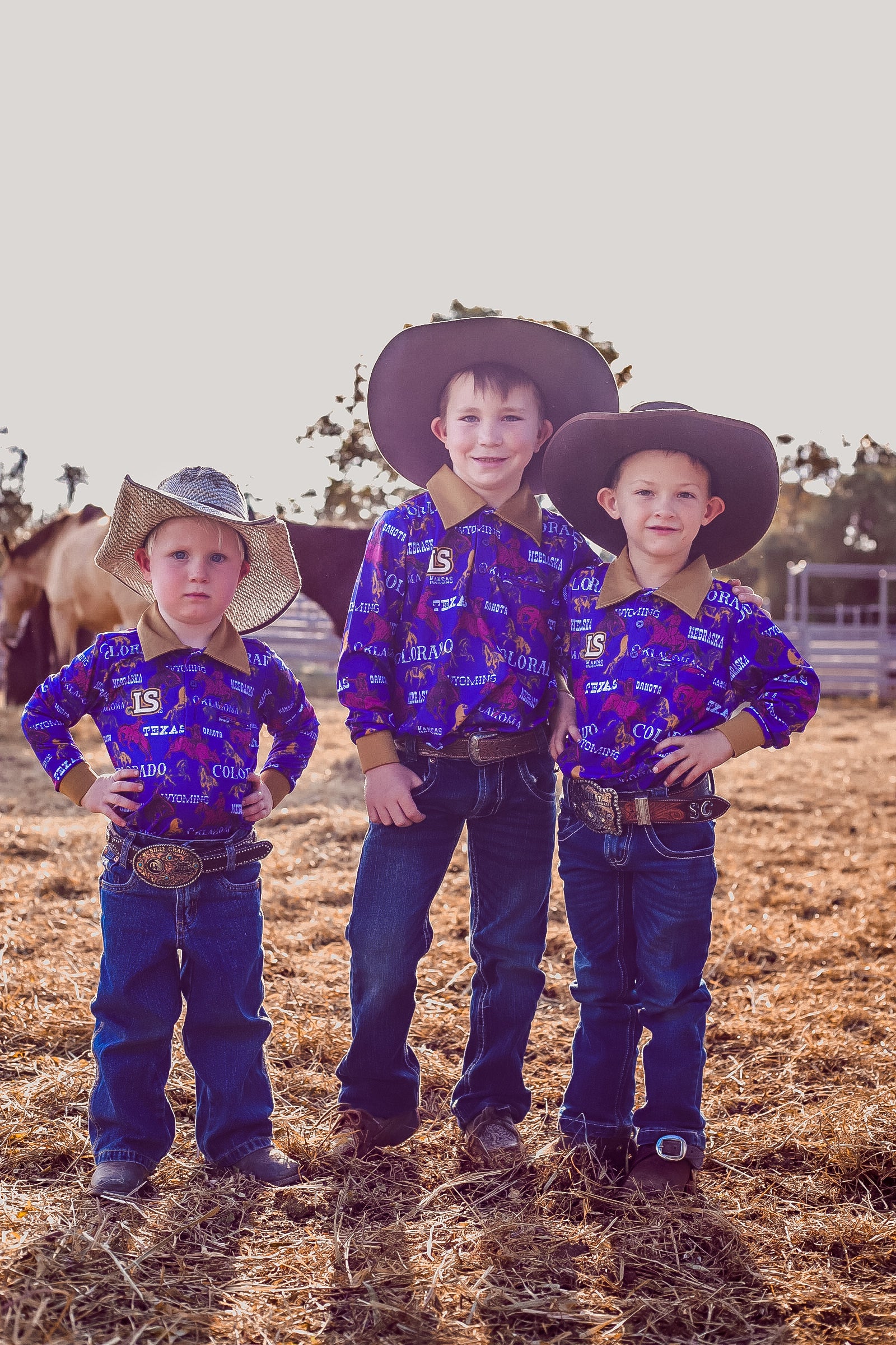 Royal Blue Rodeo Teen Sun Protection Shirt