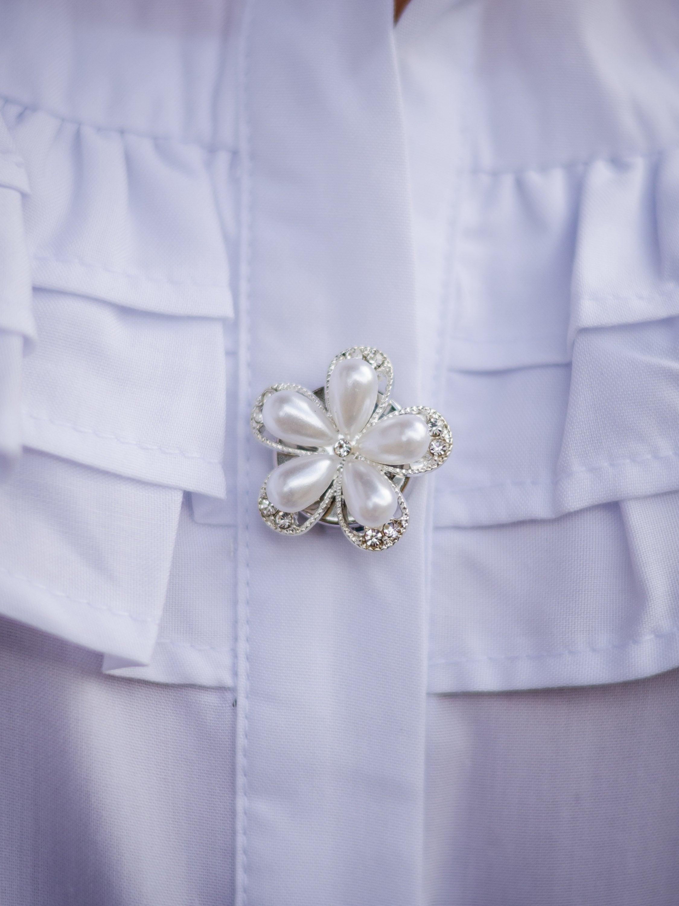 Sweetheart Button Covers - Pearl Flower