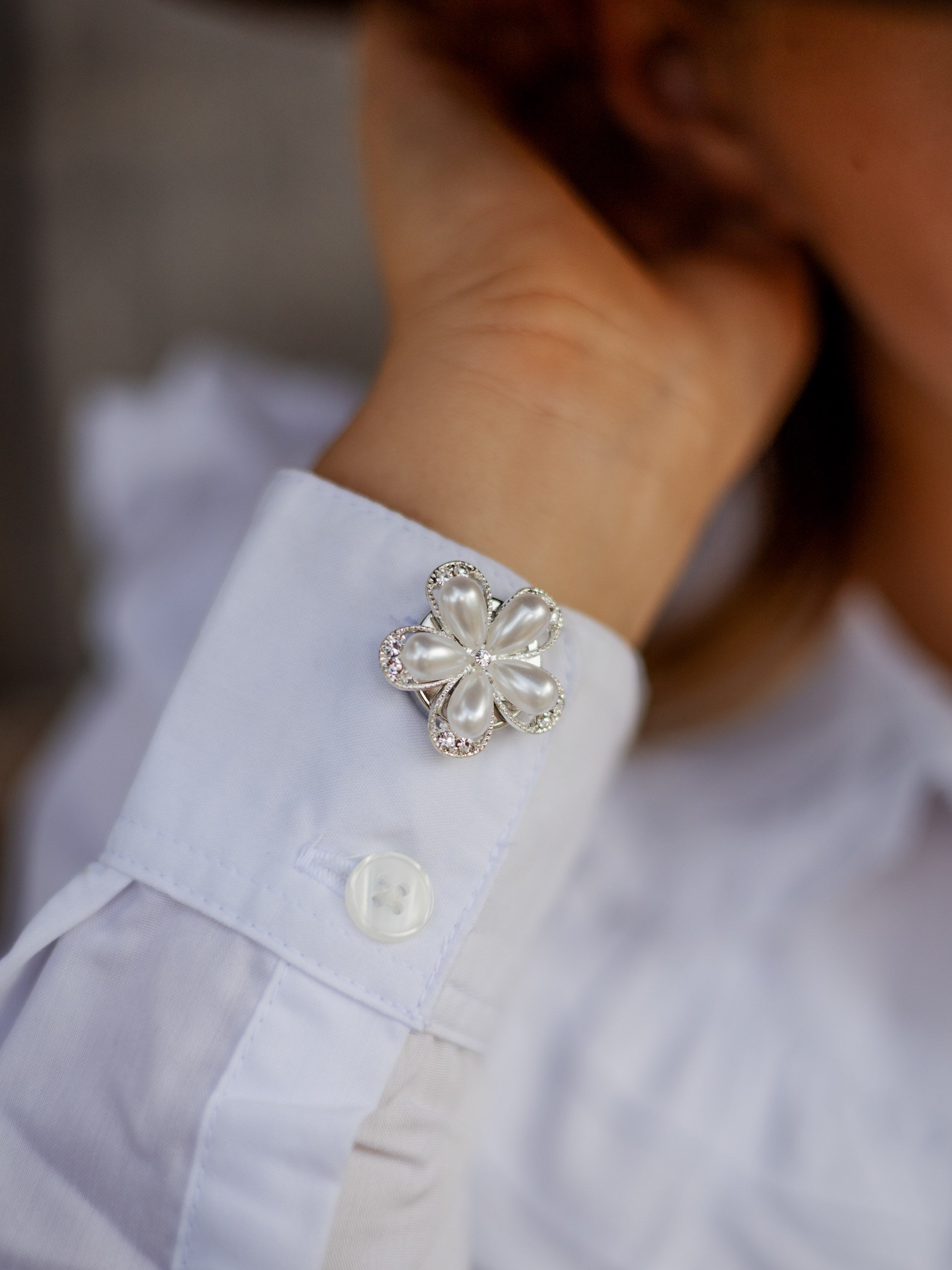 Sweetheart Button Covers - Pearl Flower