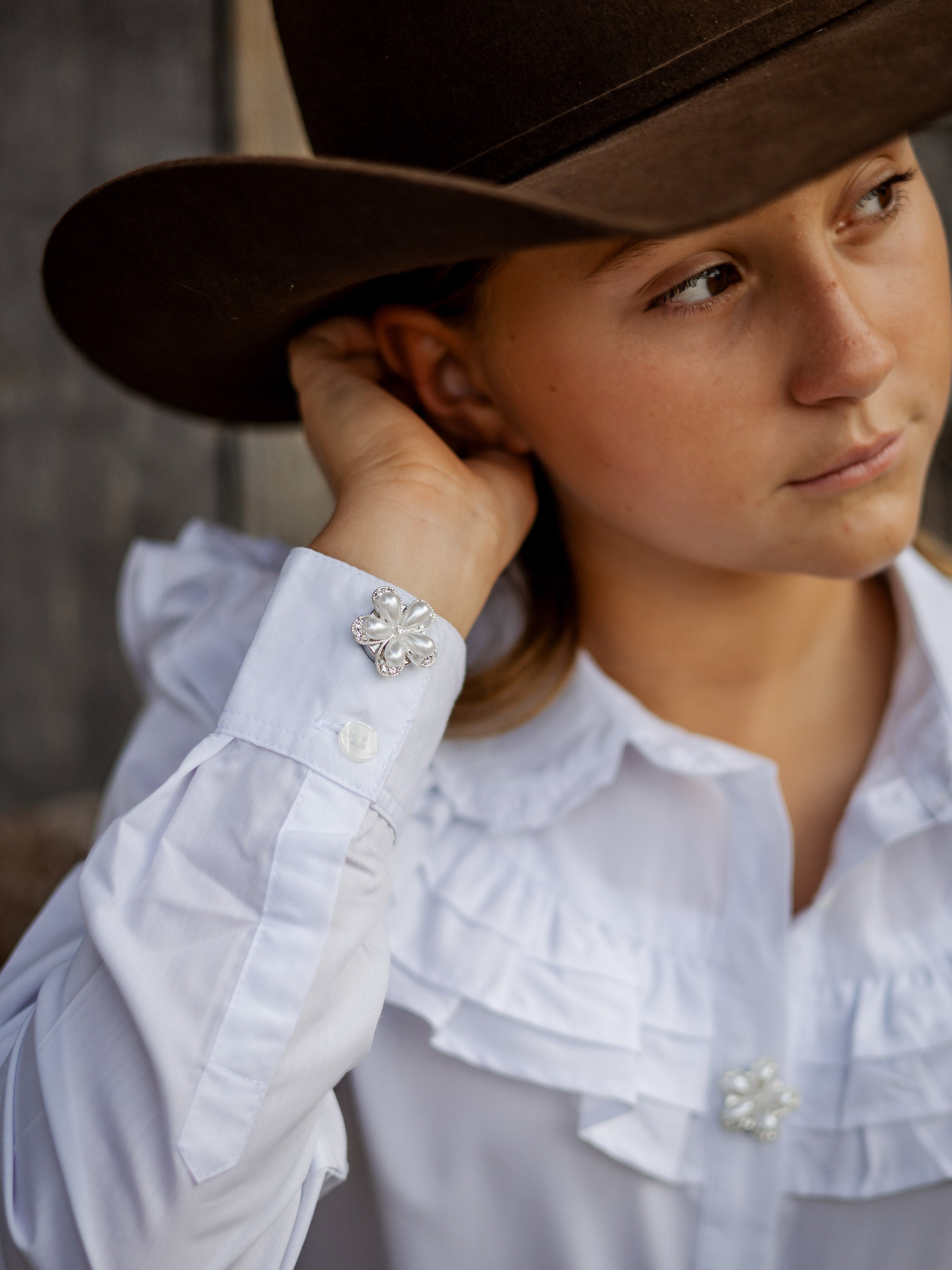 Sweetheart Button Covers - Pearl Flower