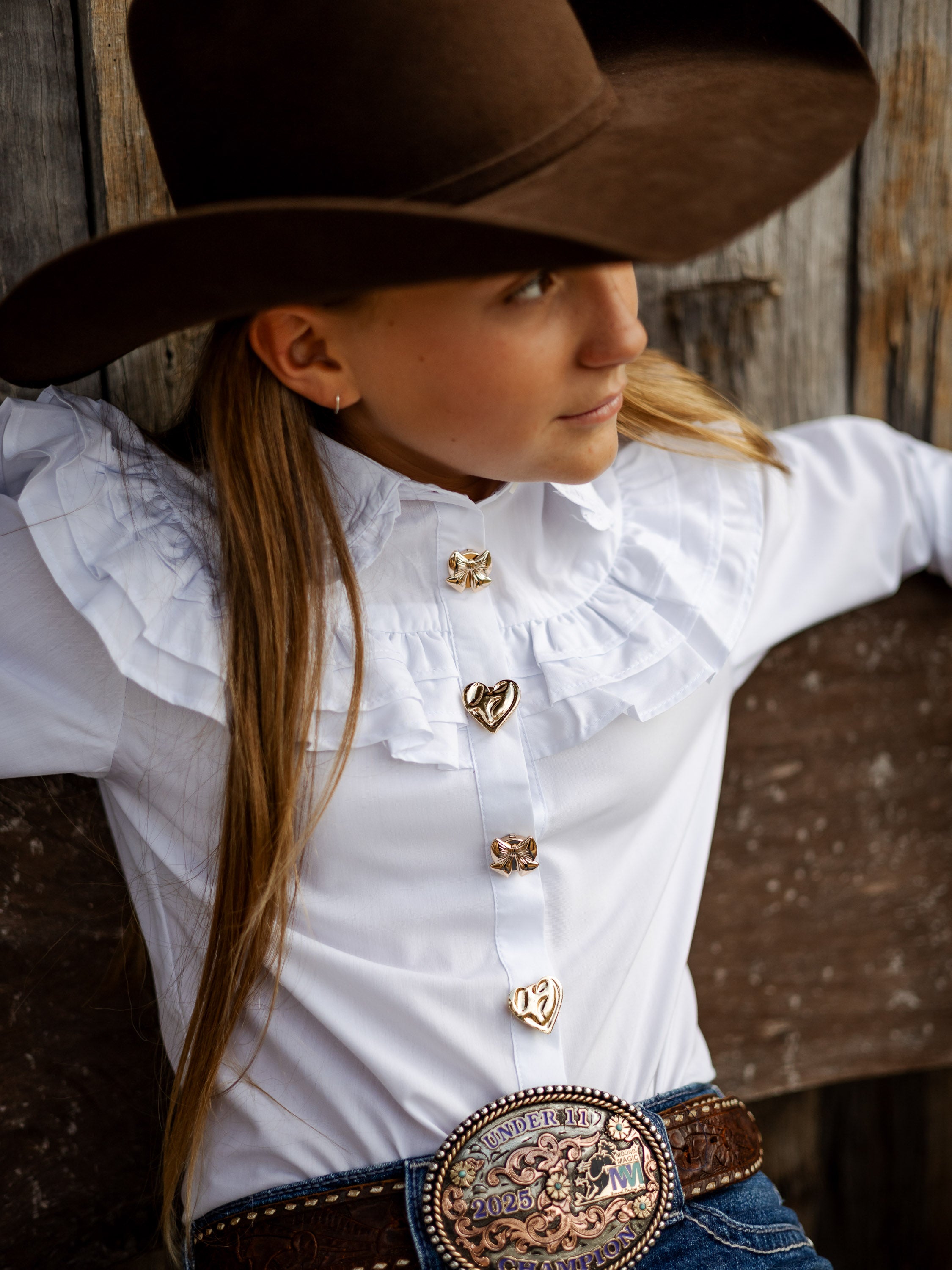 Sweetheart Button Covers - Gold Bow