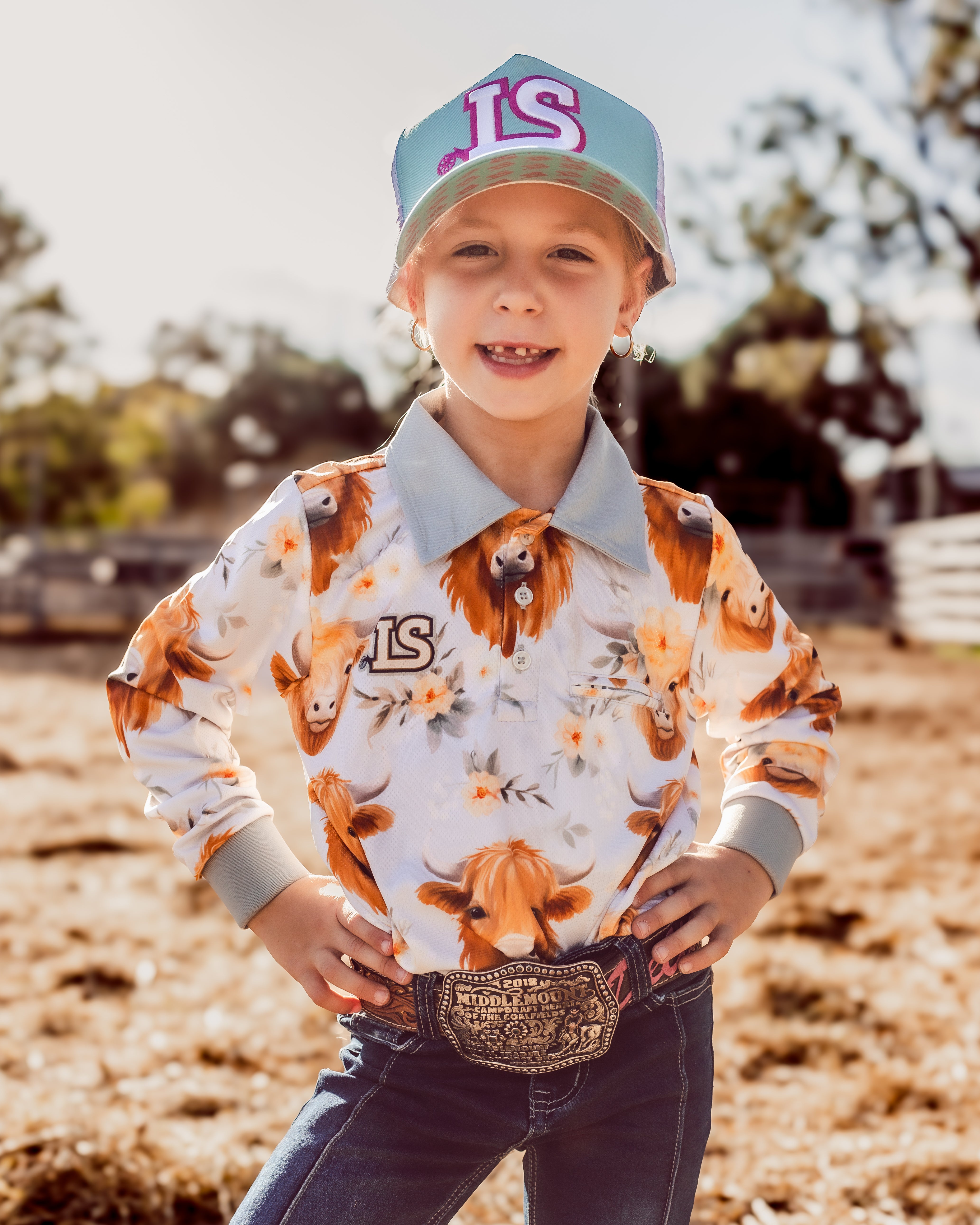 Blue Highland Herd Teen Sun Protection Shirt