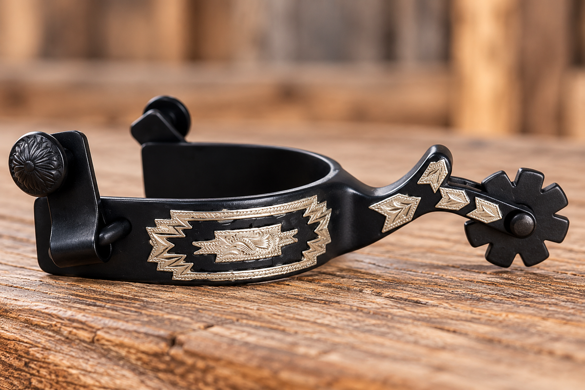 Youth Western Spurs – Engraved German Silver Design