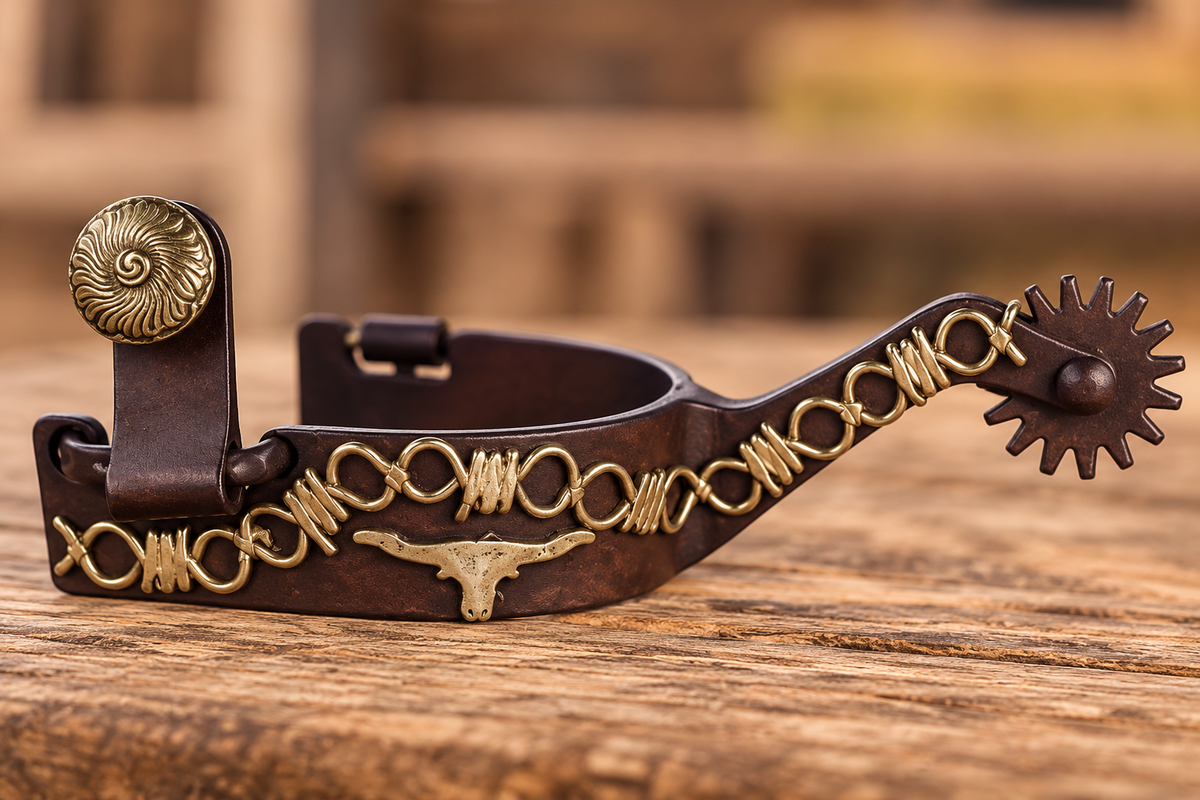 Youth Western Spurs – Barb Wire Design